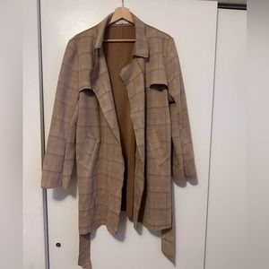 Tan color long blazer XL stretchy trench coat